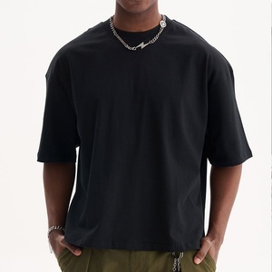 חולצת טי קצרה בגזרה רחבה לגברים, בצבע אחיד, עם כתפיים נמוכות, בסגנון קז'ואל לקיץ, להזמנה אישית עם MOQ נמוך, ללבוש רחוב סִגְנוֹן - Product Image 4