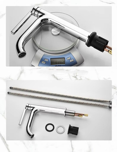 Keran kamar mandi Modern, Faucet kuningan air panas dingin emas tinggi - Product Image 6