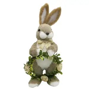 2024 nuevo elegante Meadow Bunny encantador conejo de Pascua con corona de huevo y lazo de crema