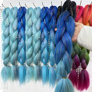 定制彩色合成编织发带金属丝Ombre彩色巨型发带24英寸闪光金属丝接发 - Product Image 6
