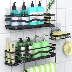 Estante de Pared de Lujo para Baño, Estante de Almacenamiento para Esquina de Cocina, Juego de Accesorios de Baño con Ganchos Autoadhesivos - Product Image 2