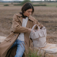 Sac de rangement portable pour couches, organisateur suspendu pour poussette, pour les voyages, parents, rayures neutres, sac pour poussette