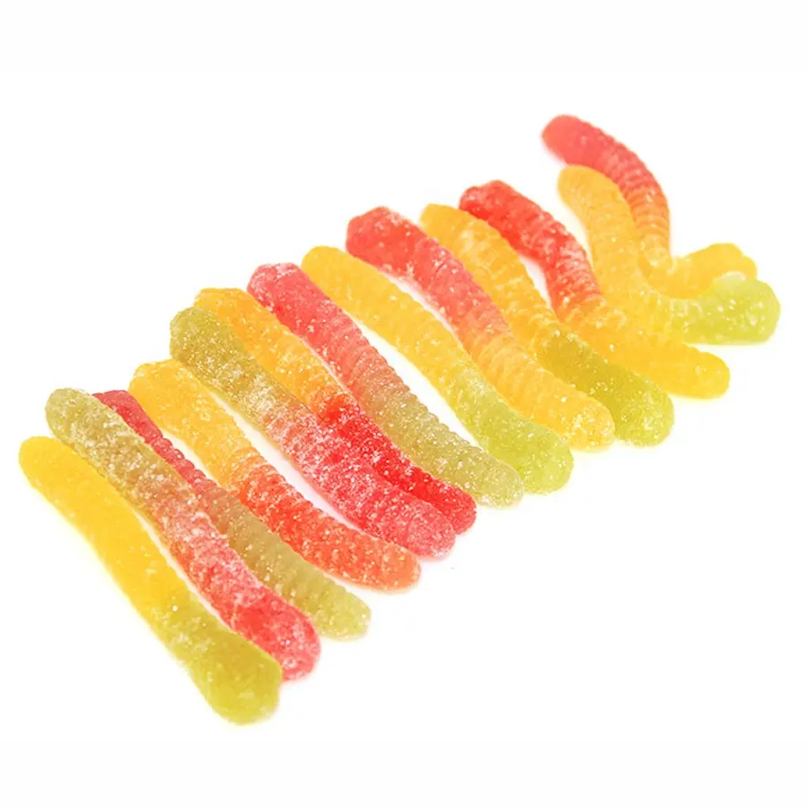 Zoete Zure Halal Jelly Wormen Snoep Yummy Worms Vormige Gummy Snoep