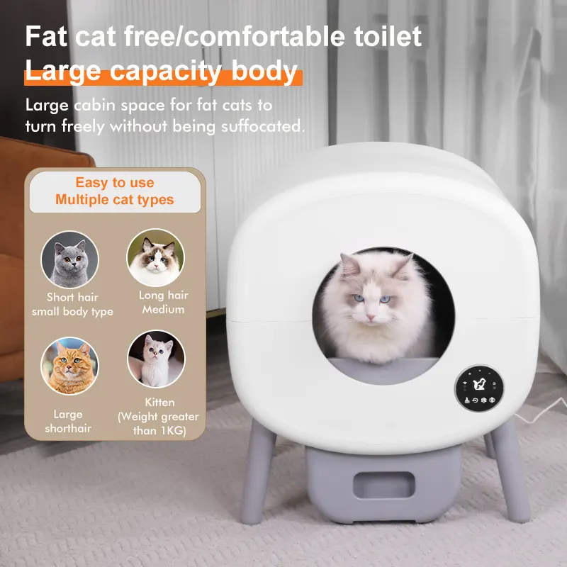 2024 New Upgraded Design Smart Automatic Cat Litter Box Self-Cleaning Grooming Products for Pet Care   Convenience Cat Toilet