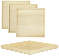 Ensemble de plateaux de service en bois naturel |   Plateau décoratif carré pour table basse, ottoman, cuisine, salle à manger, petit-déjeuner, décoration intérieure
