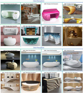 Muebles de arte moderno, mostrador de recepción de fibra de vidrio, diseño curvo personalizado, mostrador moderno para oficina, vestíbulo, hotel, salón. - Product Image 3