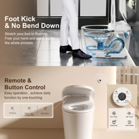 S037 Toilette intelligente avec capteur au pied, double chasse, télécommande, siphon en P, cuvette allongée, conception monobloc pour usage domestique et hôtelier
