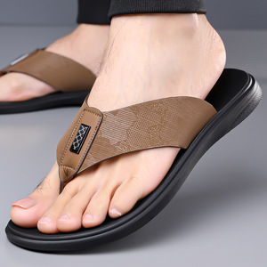 Sandales de plage d'été pour hommes, tongs antidérapantes, décontractées, pour l'extérieur, gris, noir, marron, jaune, couleur unie, chaussures à enfiler - Product Image 4