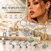 Anillo de Nariz Sin Perforación de Acero/Aleación con Diamantes, Joyería Corporal de Moda, Piercing de Nariz Ajustable con Mariposa, Accesorios para Fiestas