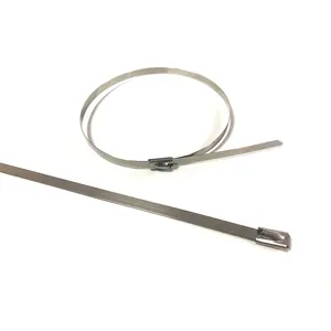 300mm Standard Widths Heavy-Duty Uncoated Ball-Lock Type 304 316 Stainless Steel Heavy Duty Metal SS Zip Cable Tie Quick Band