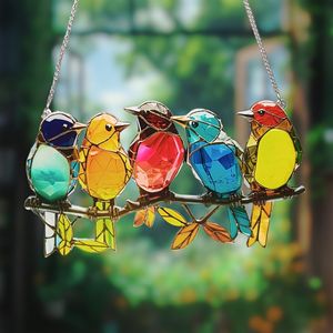 عبر الحدود لطيف ملون الطيور الماسك 2D الاكريليك قلادة الديكور مفتاح السيارة على ظهره - Product Image 2