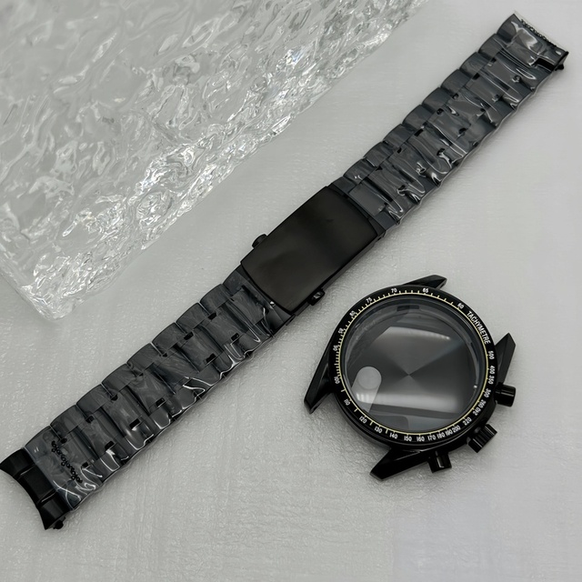 Black Multifunctional Modification 39.7mm Moon and Blank Case for Omg VK63/64 Quartz Movement Fits 20mm Steel Band with Bezel