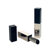 Tube à lèvres carré magnétique en aluminium effet miroir de luxe, personnalisable OEM, rechargeable, étui pour baume à lèvres, emballage cosmétique, impression UV