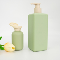 Emballages cosmétiques en plastique HDPE doux au toucher vert, flacons de lotion pour le corps à presser, flacon de shampooing de 500 ml