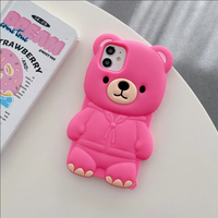 3D mignon ours Kawaii dessin animé Silicone téléphone portable couverture arrière étui pour fille Iphone 6 7 8 Plus X XS XR 11 12 13 14 15 Pro MAX