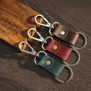 แฟชั่นพวงกุญแจหนังแท้ Handmade Cowhide รถพวงกุญแจสําหรับชาย Creative วินเทจ Cowhide หัตถกรรมพวงกุญแจ