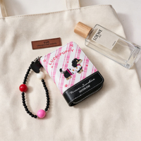 New Square Dachshund Beaded Animal Pattern Card Bag Fresh Sweet Style Colorful Mobile Phone Pendant Women's Wallet Large