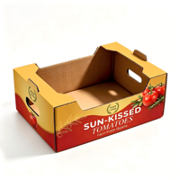 Umweltfreundliche Kleine Grüne Tomaten-Verpackung Vollfarbdruck Stapelbare Tragbare Wellpappe-Box mit Mittelmeer-Design