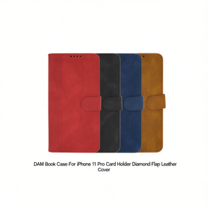 Custodia a libro DAM per iPhone 11 Pro con porta carte e copertura in pelle con chiusura a diamante - Product Image 3