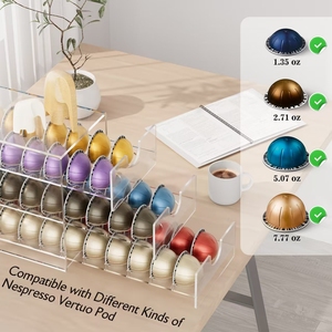 Vente en gros Transparent 3 niveaux acrylique <span class=keywords><strong>Nespresso</strong></span> <span class=keywords><strong>Capsule</strong></span> Dosettes Conteneur Dosettes de café Stockage Tiroir Support <span class=keywords><strong>Capsule</strong></span> de café - Product Image 3