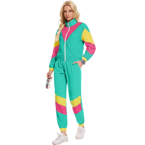 Ensemble de survêtement unisexe 2 pièces imperméable 100% nylon style années 80-90 coupe-vent - Product Image 2