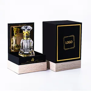 Individuelles Logo bedruckte luxuriöse biologisch abbaubare schwarze Verpackung starre Packung aus Karton/Papier geschenk-Parfümbox