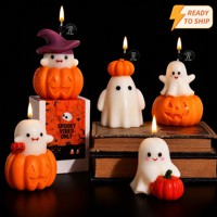 Ensemble de bougies fantômes et citrouilles d'Halloween, créatives, en cire de soja parfumée, décoration d'intérieur effrayante, coffret cadeau, chapeau de sorcier fantôme fait main