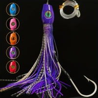 Leurre de pêche à la traîne en haute mer 10/12 pouces, tête inclinée, double jupe en silicone, pour gros gibier, appât de pêche en eau salée pour thon et mahi-mahi (B02)