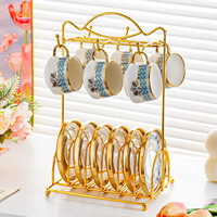 Juego de Tazas y Platos de Cerámica Modernos con Relieve de Corazón Multicolor, Estilo de Lujo Ligero, Especialmente Grueso y Resistente al Calor, Venta al por Mayor
