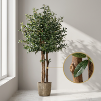 Olivier en pot en plastique de haute qualité - Décoration durable pour l'intérieur et l'extérieur, idéal pour le jardin et l'aménagement paysager