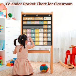 45 Pocket Classroom <b>Calendar</b> For Kids Learning Time Management Back To School Fabric Pocket Chart With Educational Cards - Product Image 6