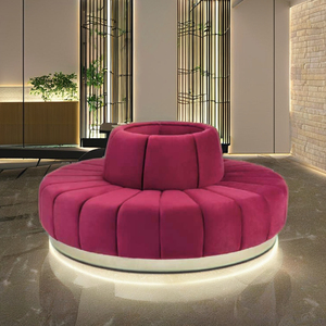 Round Velvet Sofa Solid Wood High-Density <b>Foam</b> Restaurant Set Modern Lounge <b>Seating</b> for Hotel and Cafe Dining Reception - Product Image 2