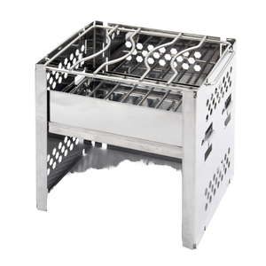 Griglia pieghevole in acciaio inossidabile per barbecue portatile regolabile in altezza grande apertura per stufe a carbone da esterno - Product Image 1