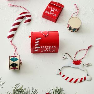 Petit pendentif en fer forgé, Père Noël avec canne et tambour, élégant ornement de Noël à suspendre pour figurine de Père Noël, jouet, décoration de boîte cadeau - Product Image 2