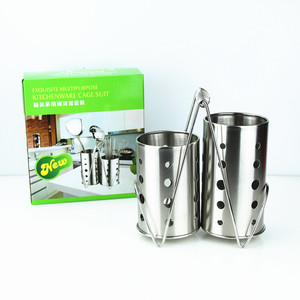 Stainless Steel Chopstick Holder Pair Round Perforated <b>Kitchen</b> Utensil <b>Storage</b> Container Multi Function Minimalist Design - Product Image 2