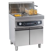 Friteuse professionnelle en acier inoxydable avec 2 compartiments de 17 litres et thermostat réglable