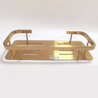 Nouvelle arrivée Étagère de rangement de salle de bain moderne Étagère d'angle de salle de bain au design creux en acier inoxydable monocouche