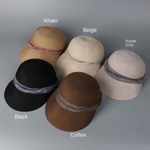2025 New Spring Summer Retro Baseball Cap Women Fashion Large Brim Spliced Fabric <b>Sunscreen</b> Sun Hat - Product Image 3