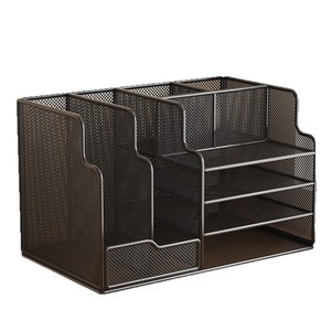 Office Organizer 4 Layers Metal Desktop <b>Storage</b> <b>Box</b> For Stationery Books <b>Documents</b> Standing Type Black - Product Image 3