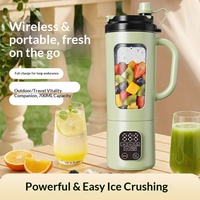 Mixeur Portable Numérique avec Tasse, Broyeur à Glace, Extracteur de Jus, Rechargeable USB, avec Paille et Couvercle Inférieur, pour Smoothies, Logo Personnalisé Disponible