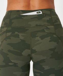 Legging de Yoga de Compression taille haute imprimé camouflage vert XXL pour femmes pleine longueur Spandex Fitness Sportswear poches latérales arrière - Product Image 5