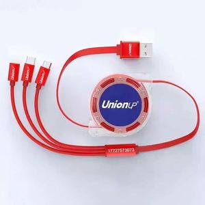Cable de Carga USB Retráctil Universal 3 en 1 con Logotipo Personalizado - Product Image 3