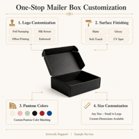 Boîte d'expédition en carton ondulé noir aseptique et durable, avec logo personnalisé, en matériaux recyclés, pour emballage d'abonnement