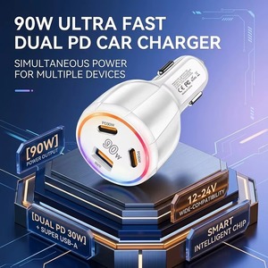 ที่ชาร์จในรถยนต์ 90W 3 พอร์ต PD3.0 QC3.0 ชาร์จเร็ว อะแดปเตอร์ที่จุดบุหรี่ สำหรับ iPhone Samsung Xiaomi - Product Image 2