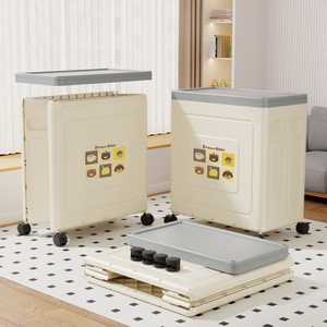 Armoire de rangement pliable, en matériau PP, facile à nettoyer, avec roulettes et couvercle, cubes de rangement pour ustensiles de <span class=keywords><strong>cuisine</strong></span> - Product Image 2