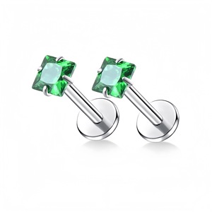 Stainless Steel Square Zircon <b>Stud</b> Earrings Star Shape Prong Setting For <b>Cartilage</b> Piercing Jewelry Daily Wear - Product Image 2