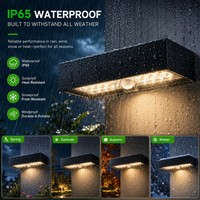 Lampes murales LED solaires d'extérieur, IP65 résistantes à l'eau, lampe murale de jardin, lampe de clôture avec capteur de mouvement PIR