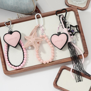 Llavero DIY de moda Mengda con perlas sintéticas, remaches, estrella de mar y cuerda trenzada, llavero de regalo - Product Image 2