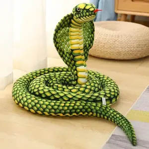 Juguete de serpiente simulación juguetes de peluche simulación divertida muñeca de pitón gafas de pitón rey serpiente pitón grande