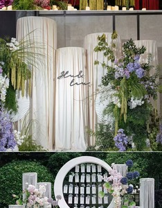 Đẹp 8ft Bạc lụa Thác Rèm cửa trang trí đám cưới nền sân khấu đạo cụ có sẵn trong hình tròn và hình vuông - Product Image 6